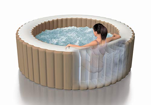 INTEX 28425EH PureSpa Bubble Massage Spa Set Outdoor Inflatable Portable Hot Tub, Includes Energy Efficient Spa Cover, Saltwater System Ready, 4 Person, 77in x 28in
