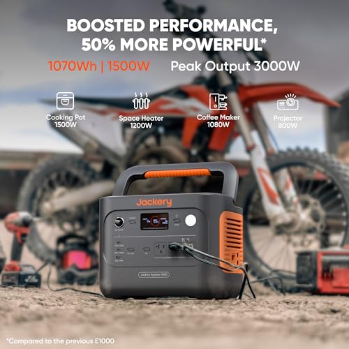 Jackery Solar Generator 1000 v2 with 200W Solar Panel,1070Wh Portable Power Station LiFePO4 Battery,1500W AC/100W USB-C Output, 1Hr Fast Charge for Outdoor,Off-Grid Living,RV,Emergency