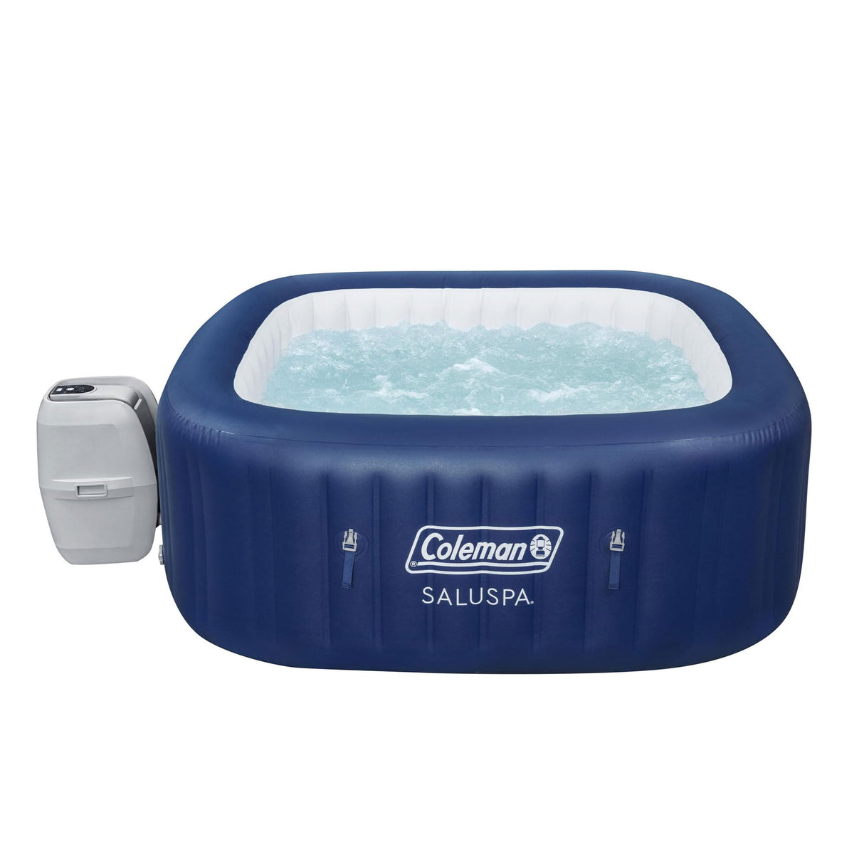 Coleman Hawaii AirJet Large Square 4 to 6 Person Inflatable Hot Tub Portable Outdoor Spa with 140 AirJets and EnergySense Cover, Grey