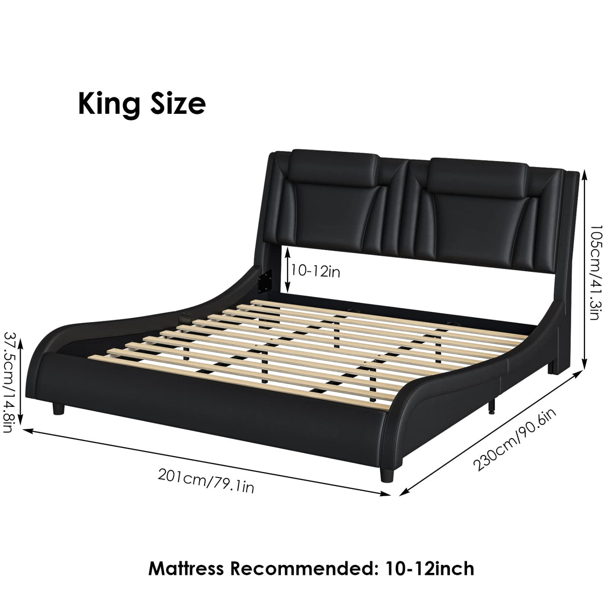 Keyluv Modern Upholstered King Bed Frame