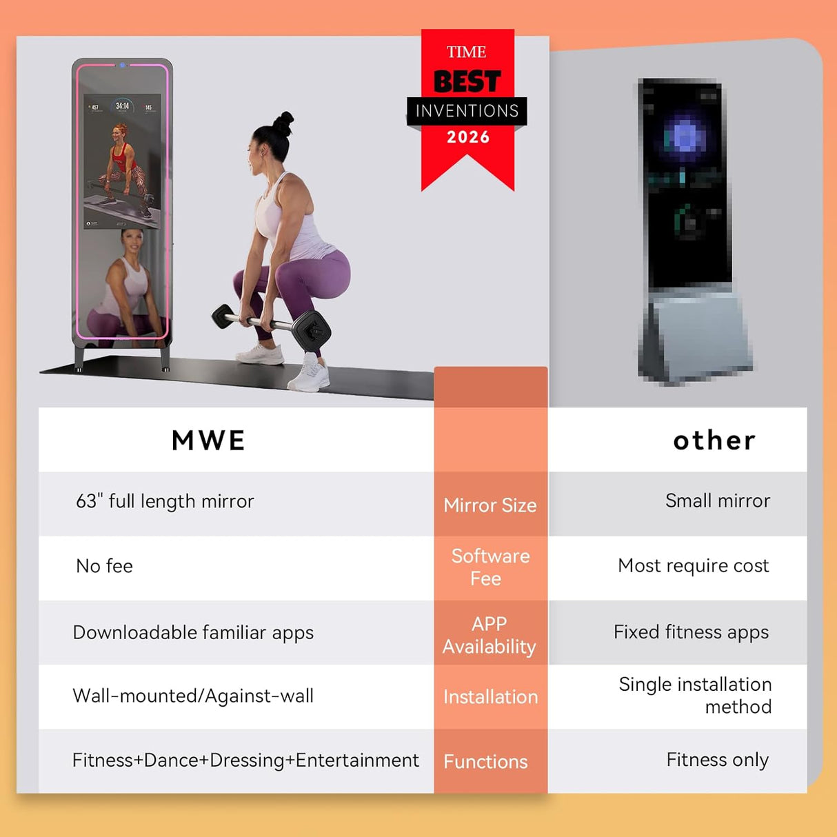 32" Smart Gym Mirror HD Touch Screen Home Workout