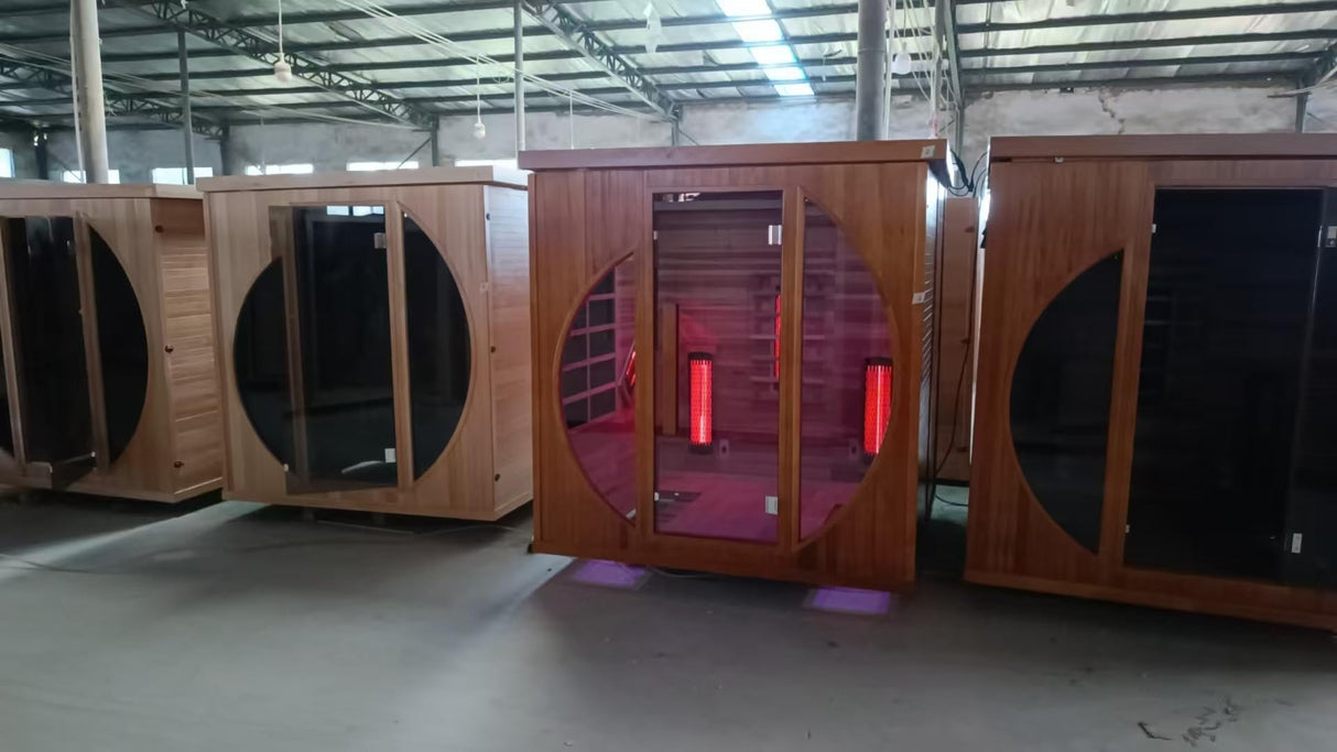 ZONEMEL Infrared 2 Person Wooden Sauna Room with Recliner, Red Cedar Luxury Indoor Sauna with 10 Heating Panels, Oxygen Bar, 3400 Watt, Full Spectrum Infrared Therapy Wood Dry Heat Sauna, 220V