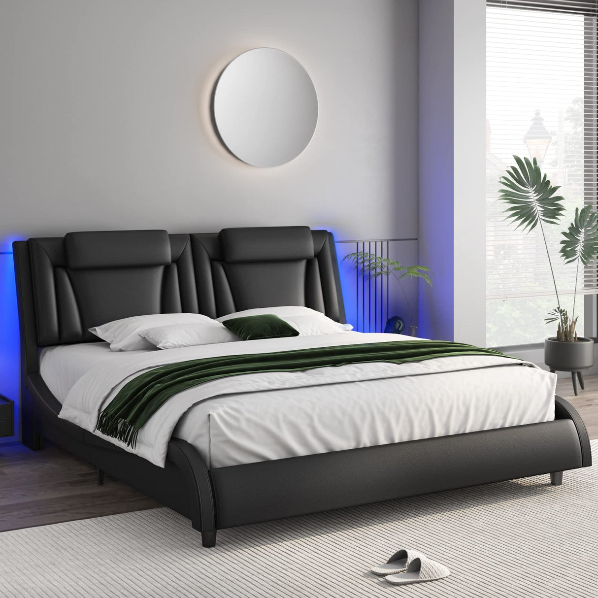 Keyluv Modern Upholstered King Bed Frame