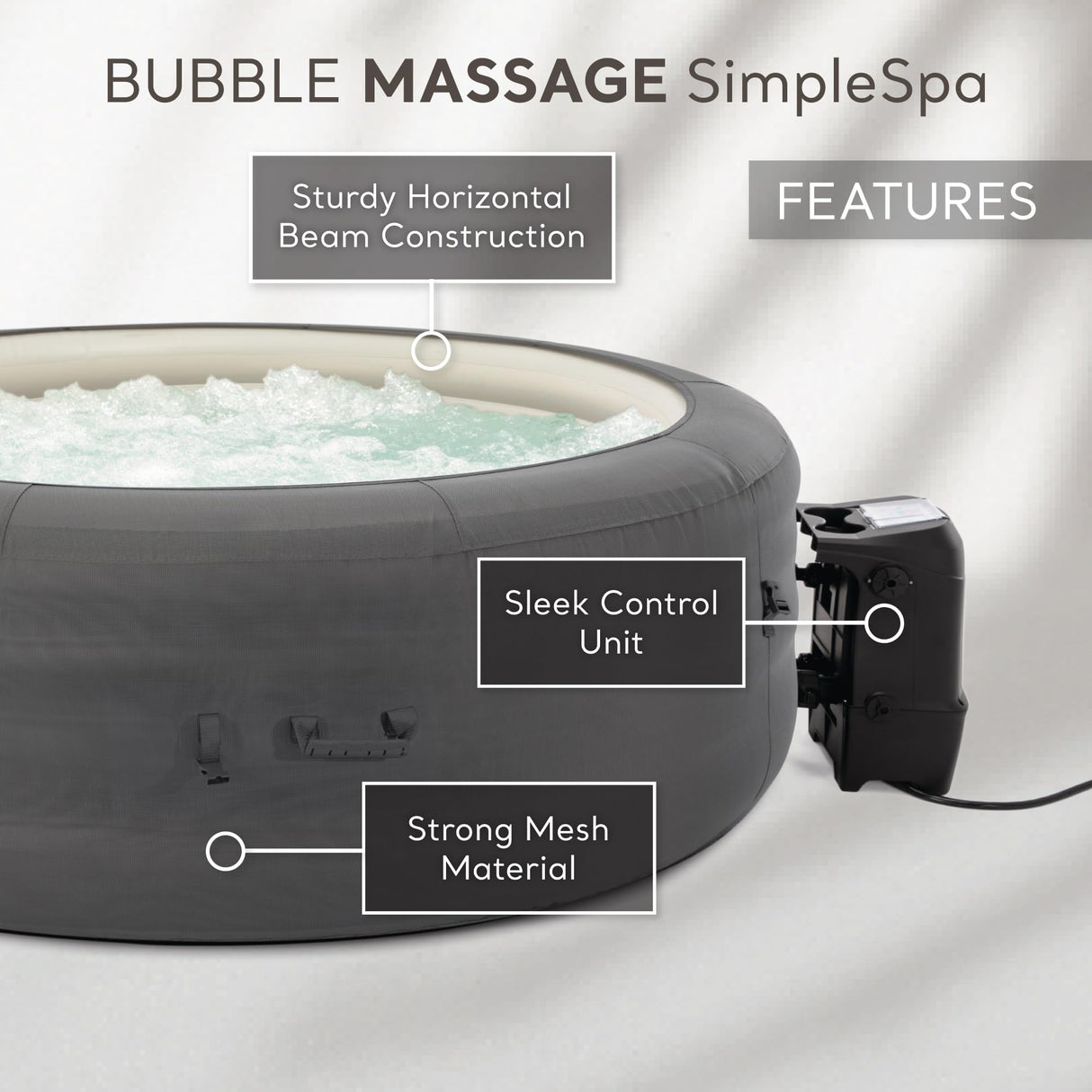 INTEX 28483E SimpleSpa Inflatable Hot Tub 4 Person Bubble Massage Spa: Includes Insulated Cover – Built-in QuickFill Inflation – Soothing Jets – 77" x 26"