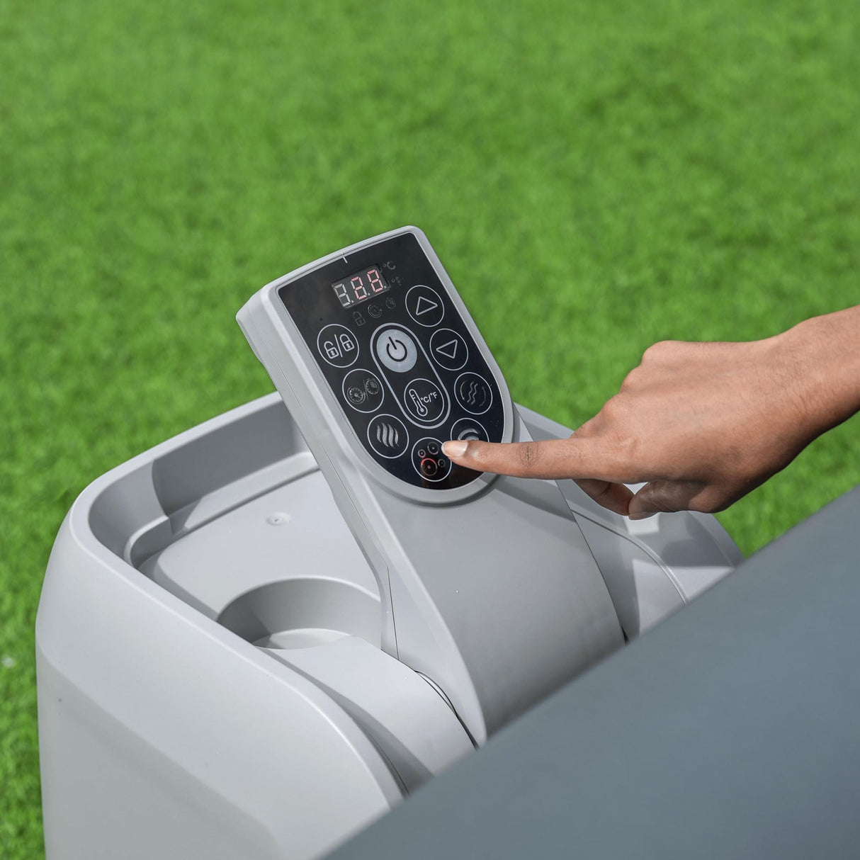 Coleman Hawaii AirJet Large Square 4 to 6 Person Inflatable Hot Tub Portable Outdoor Spa with 140 AirJets and EnergySense Cover, Grey