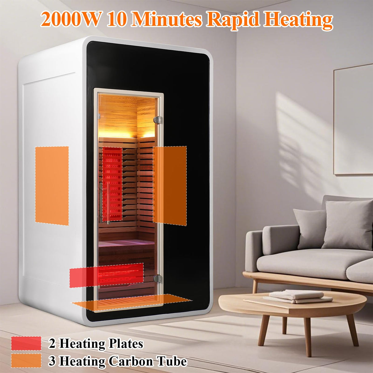 2 Person Infrared Sauna for Home,Canadian Cedar Outdoor Wooden Dry Sauna with Rapid Heating Tubes&Carbon Plate,LCD Control Panel and Tempered Glass Door (2-Person)