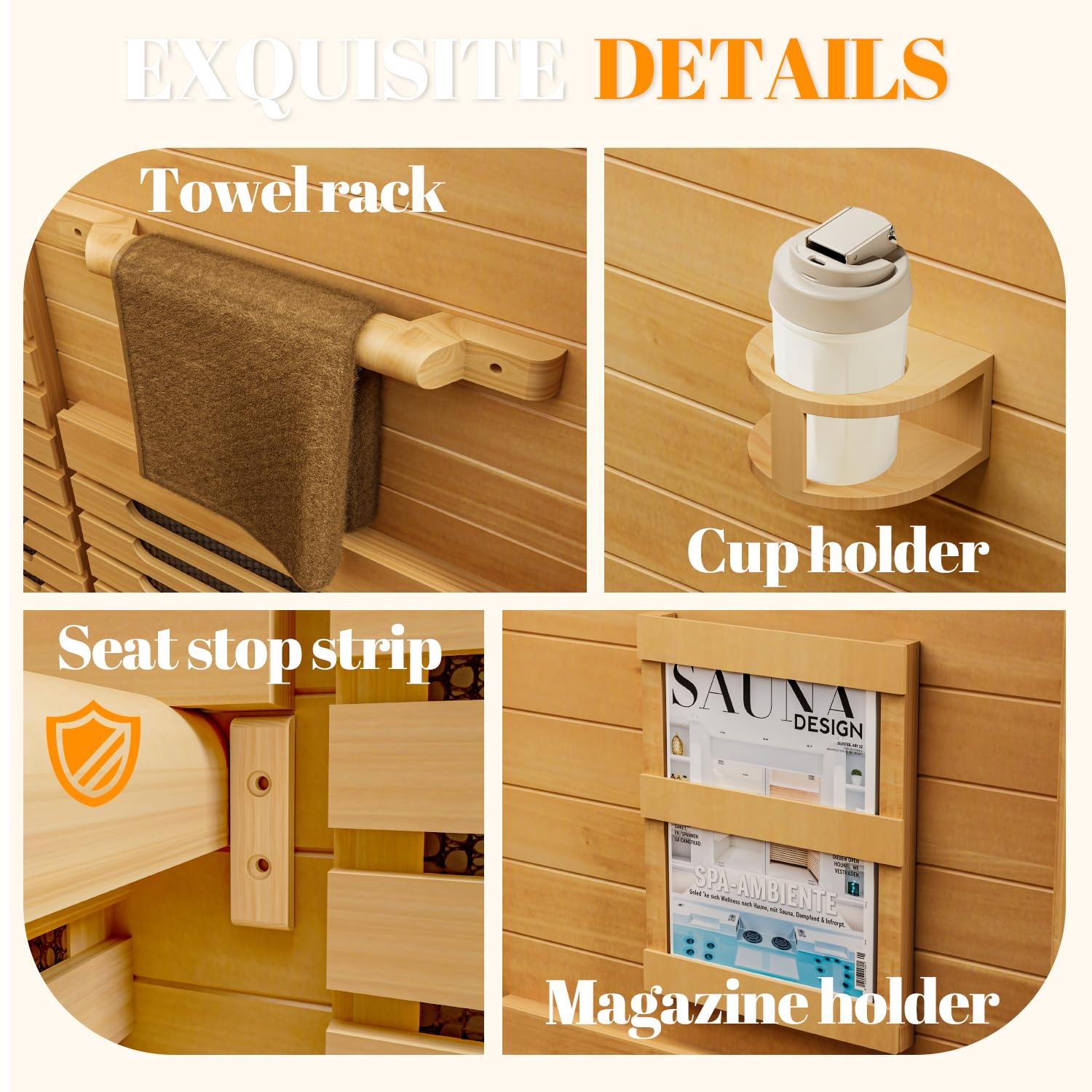 Far Infrared Wooden Sauna Low EMF- 2 Person Personal Sauna for Home Use, Full Spectrum Infrared Sauna, Dual Tempered Glass & Bluetooth Speakers - Indoor Sauna 2000W, Wood Color