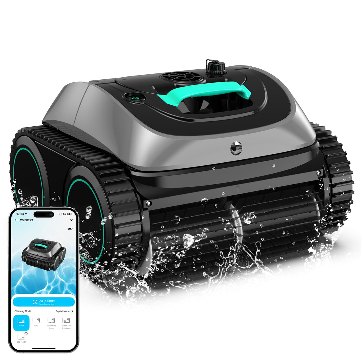 (2025 Upgrade) WYBOT OS7010C - C1 Pool Robot Vacuum, 4-in-1 Cordless Pool Cleaner 150min up to 1,614 Sq,ft, Smart APP Support, Auto Wall & Waterline Cleaning, WiFi & Bluetooth Connect