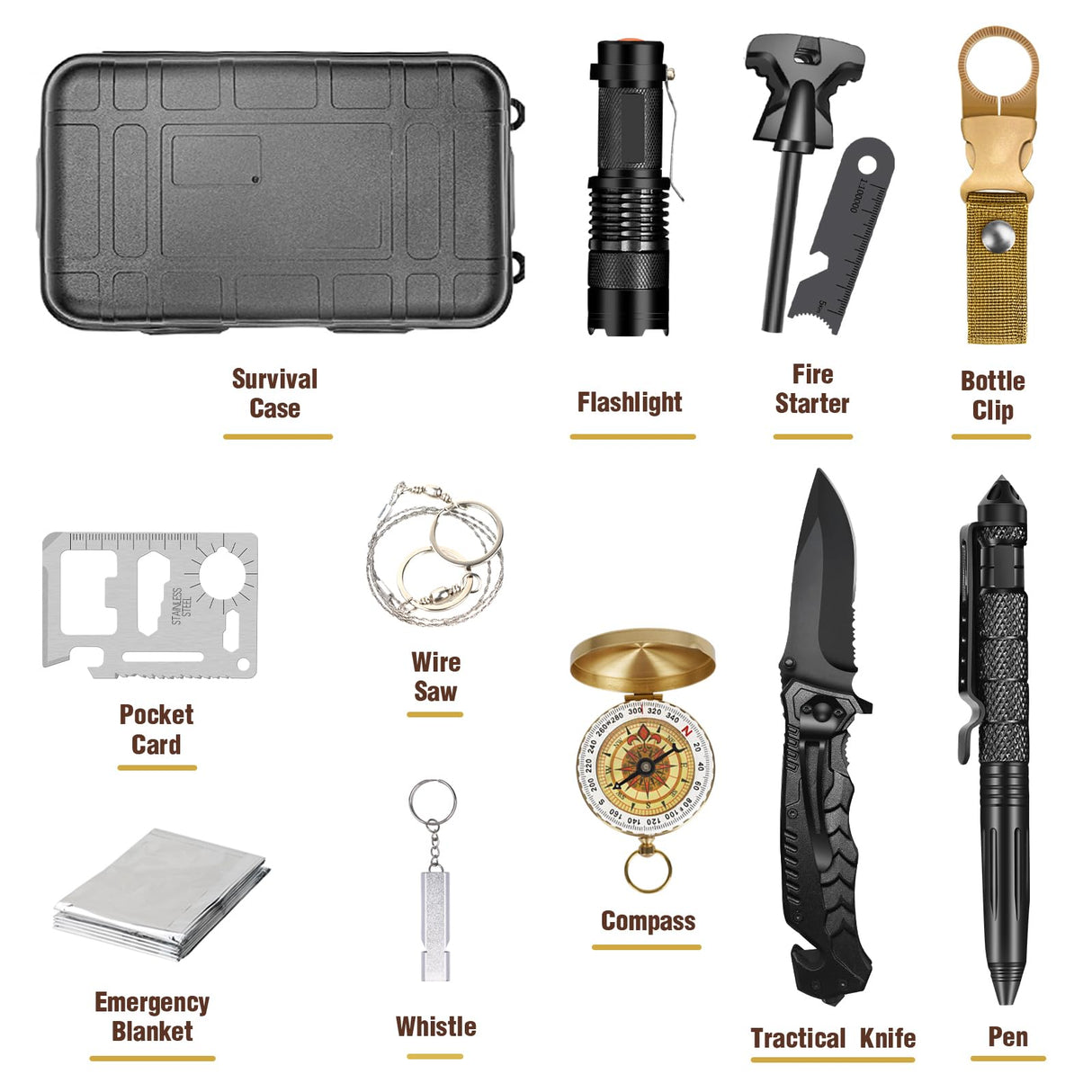 Gifts for Men Husband Dad Christmas, Survival Kit, Emergency Survival Gear and Equipment 14 in 1, Stocking Stuffers Birthday Gifts for Him Boyfriend, Hunting Fishing Camping Accessories, Cool Gadget