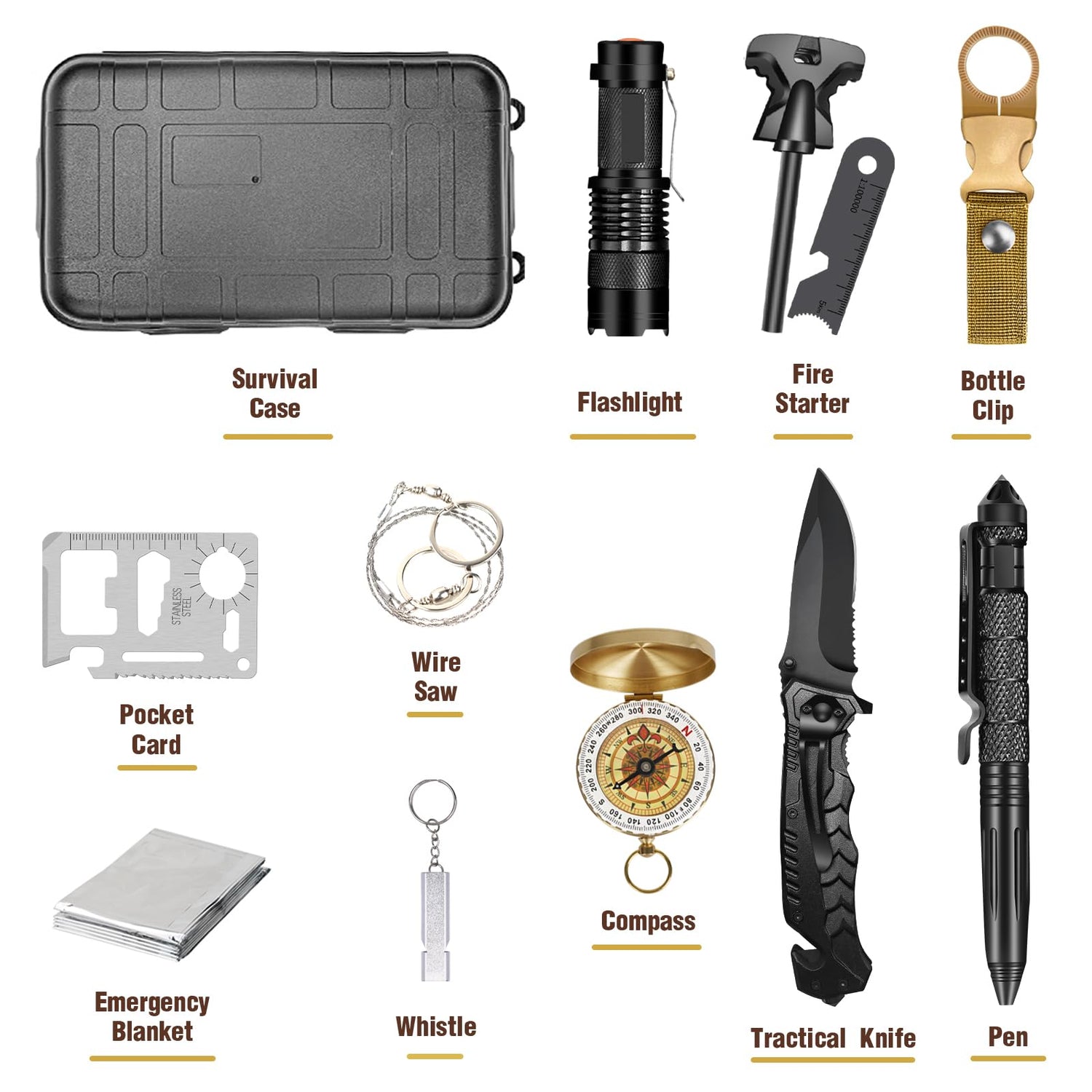 Gifts for Men Husband Dad Christmas, Survival Kit, Emergency Survival Gear and Equipment 14 in 1, Stocking Stuffers Birthday Gifts for Him Boyfriend, Hunting Fishing Camping Accessories, Cool Gadget