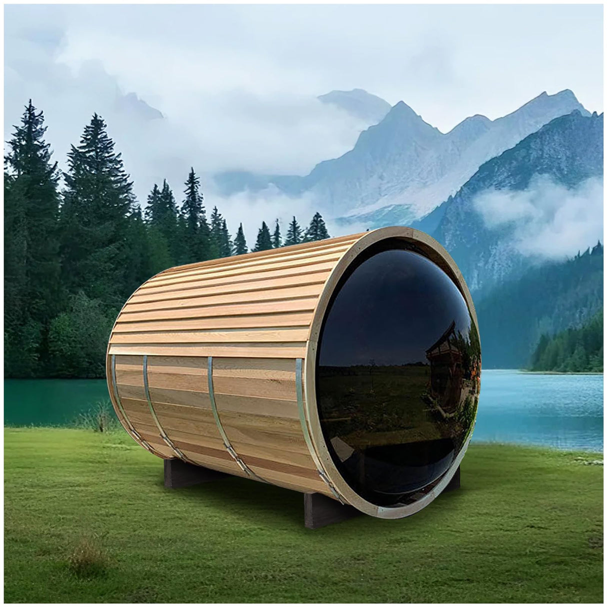 ZONEMEL Infrared 2 Person Wooden Sauna Room with Recliner, Red Cedar Luxury Indoor Sauna with 10 Heating Panels, Oxygen Bar, 3400 Watt, Full Spectrum Infrared Therapy Wood Dry Heat Sauna, 220V