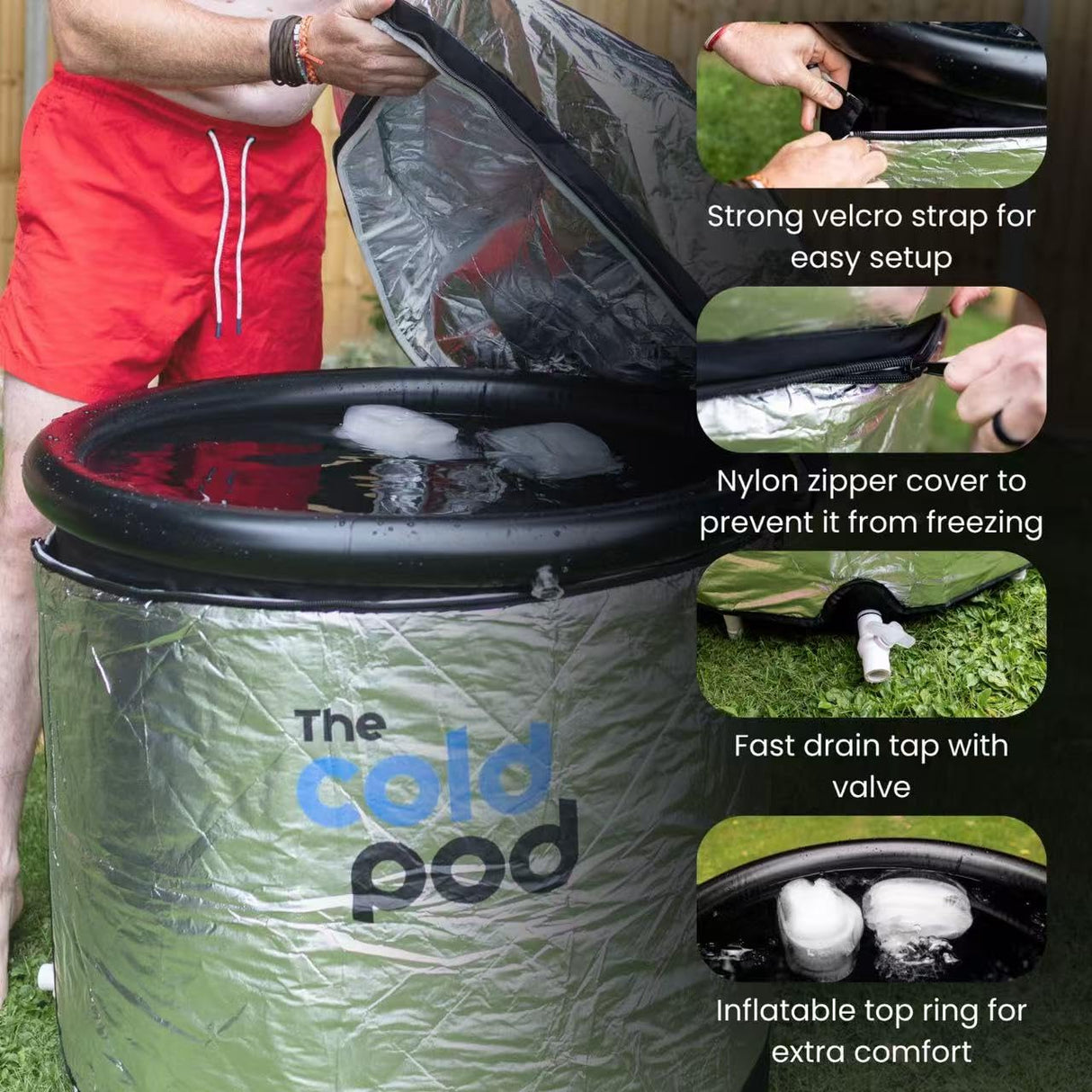 Ice Bath Tub for Athletes with Cover: 85 Gallons Cold Plunge Tub for Recovery, Multiple Layered Portable Ice Bath Plunge Pool by The Cold Pod