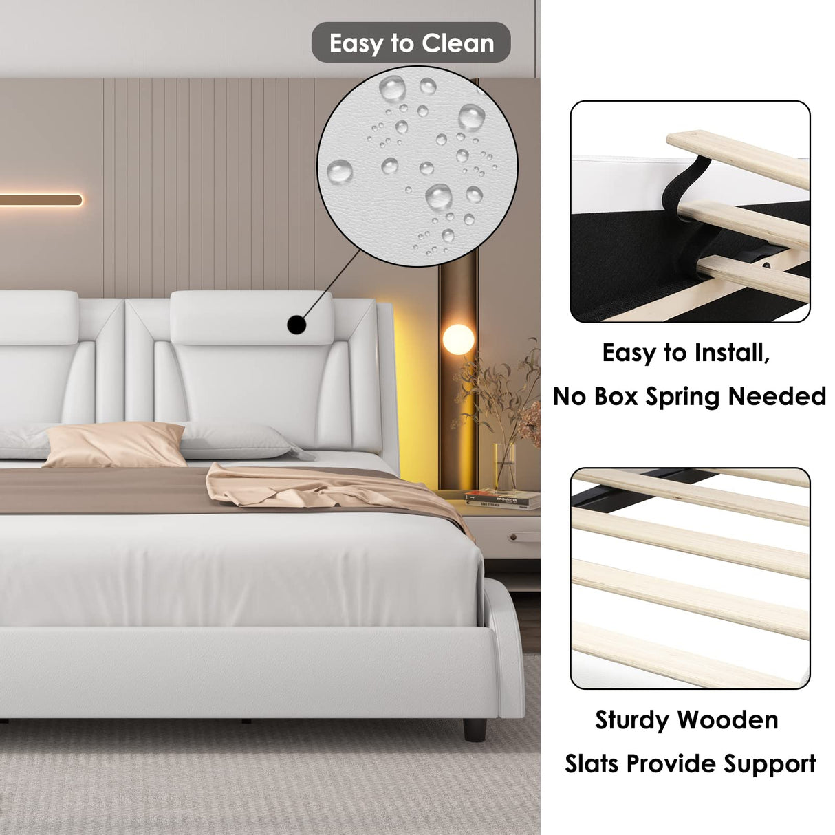 Keyluv Modern Upholstered King Bed Frame