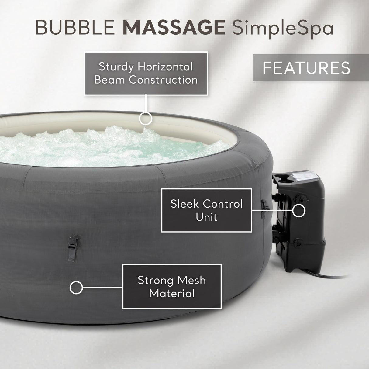 INTEX 28483E SimpleSpa Inflatable Hot Tub 4 Person Bubble Massage Spa: Includes Insulated Cover – Built-in QuickFill Inflation – Soothing Jets – 77" x 26"