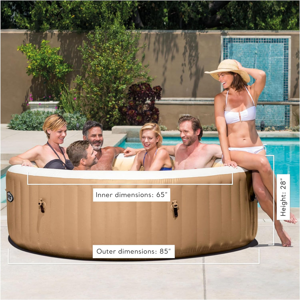INTEX 28425EH PureSpa Bubble Massage Spa Set Outdoor Inflatable Portable Hot Tub, Includes Energy Efficient Spa Cover, Saltwater System Ready, 4 Person, 77in x 28in