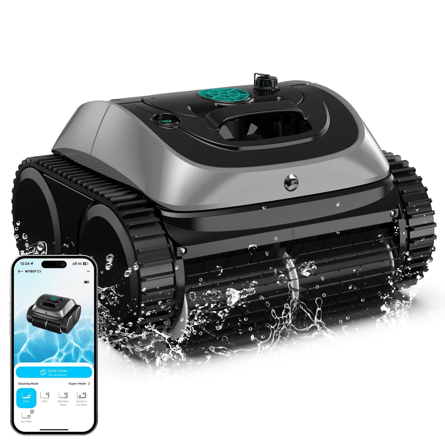 (2025 Upgrade) WYBOT OS7010C - C1 Pool Robot Vacuum, 4-in-1 Cordless Pool Cleaner 150min up to 1,614 Sq,ft, Smart APP Support, Auto Wall & Waterline Cleaning, WiFi & Bluetooth Connect