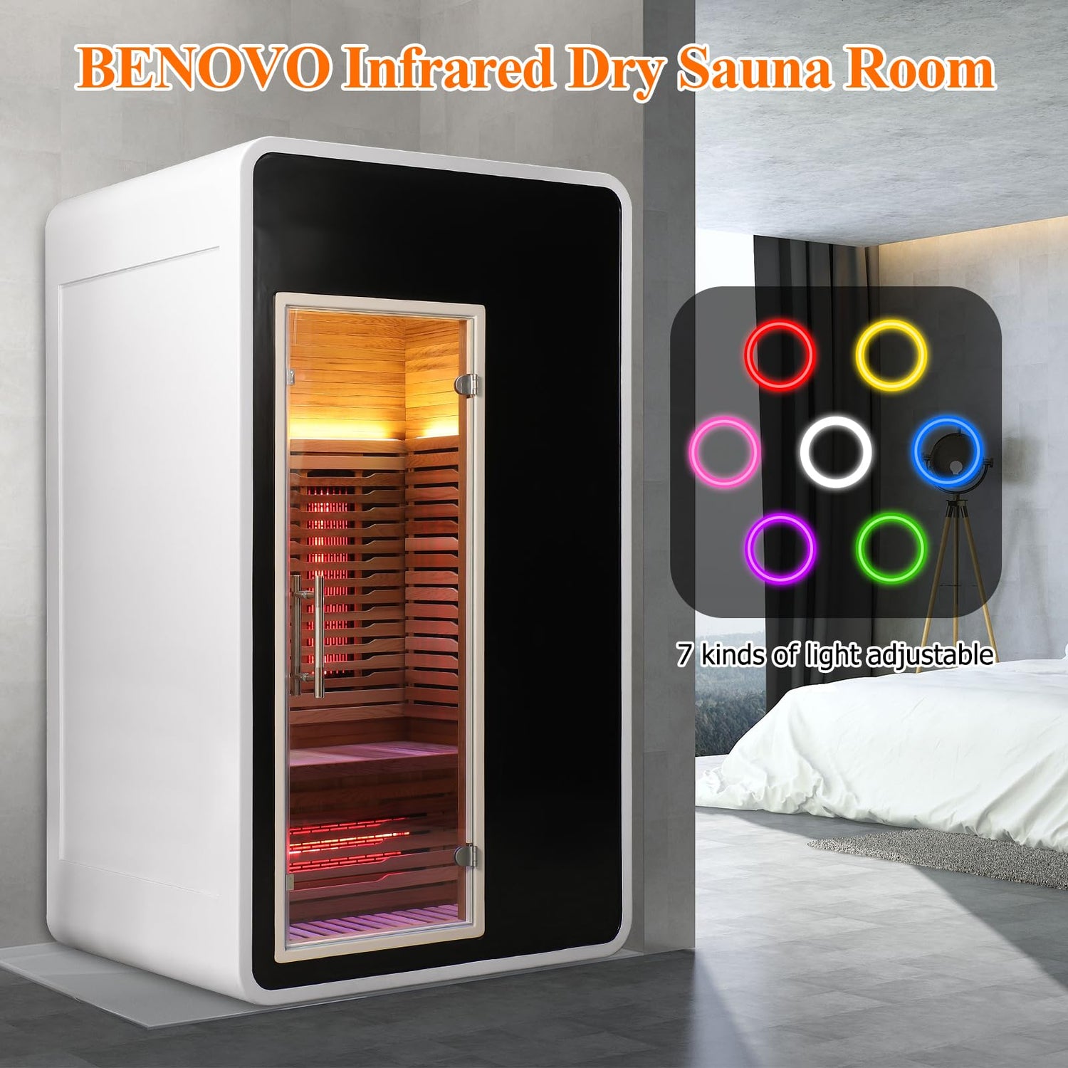 2 Person Infrared Sauna for Home,Canadian Cedar Outdoor Wooden Dry Sauna with Rapid Heating Tubes&Carbon Plate,LCD Control Panel and Tempered Glass Door (2-Person)