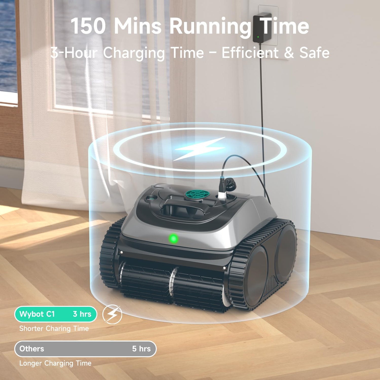 (2025 Upgrade) WYBOT OS7010C - C1 Pool Robot Vacuum, 4-in-1 Cordless Pool Cleaner 150min up to 1,614 Sq,ft, Smart APP Support, Auto Wall & Waterline Cleaning, WiFi & Bluetooth Connect