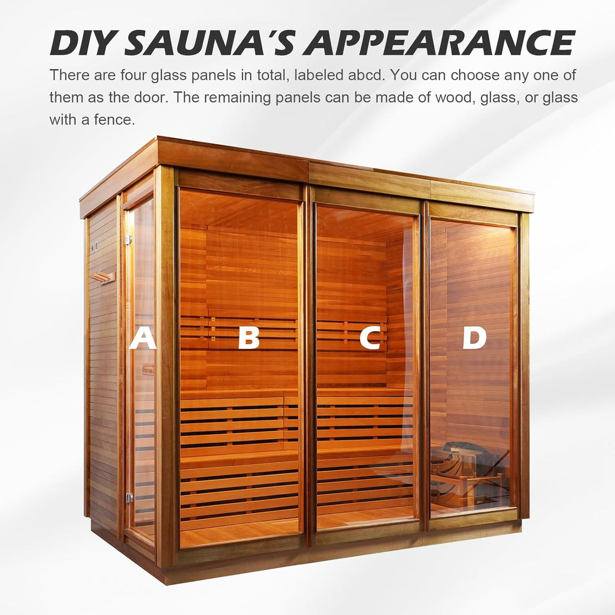 Customize 4-8 Person Outdoor Sauna,DIY Canadian Cedar Traditional Steam Cube Sauna Kit with 220V HARVIA Stove or Wood-Burning Stove