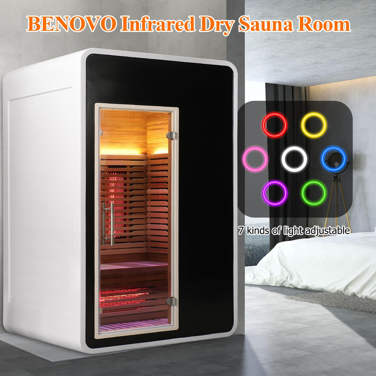 2 Person Infrared Sauna for Home,Canadian Cedar Outdoor Wooden Dry Sauna with Rapid Heating Tubes&Carbon Plate,LCD Control Panel and Tempered Glass Door (2-Person)