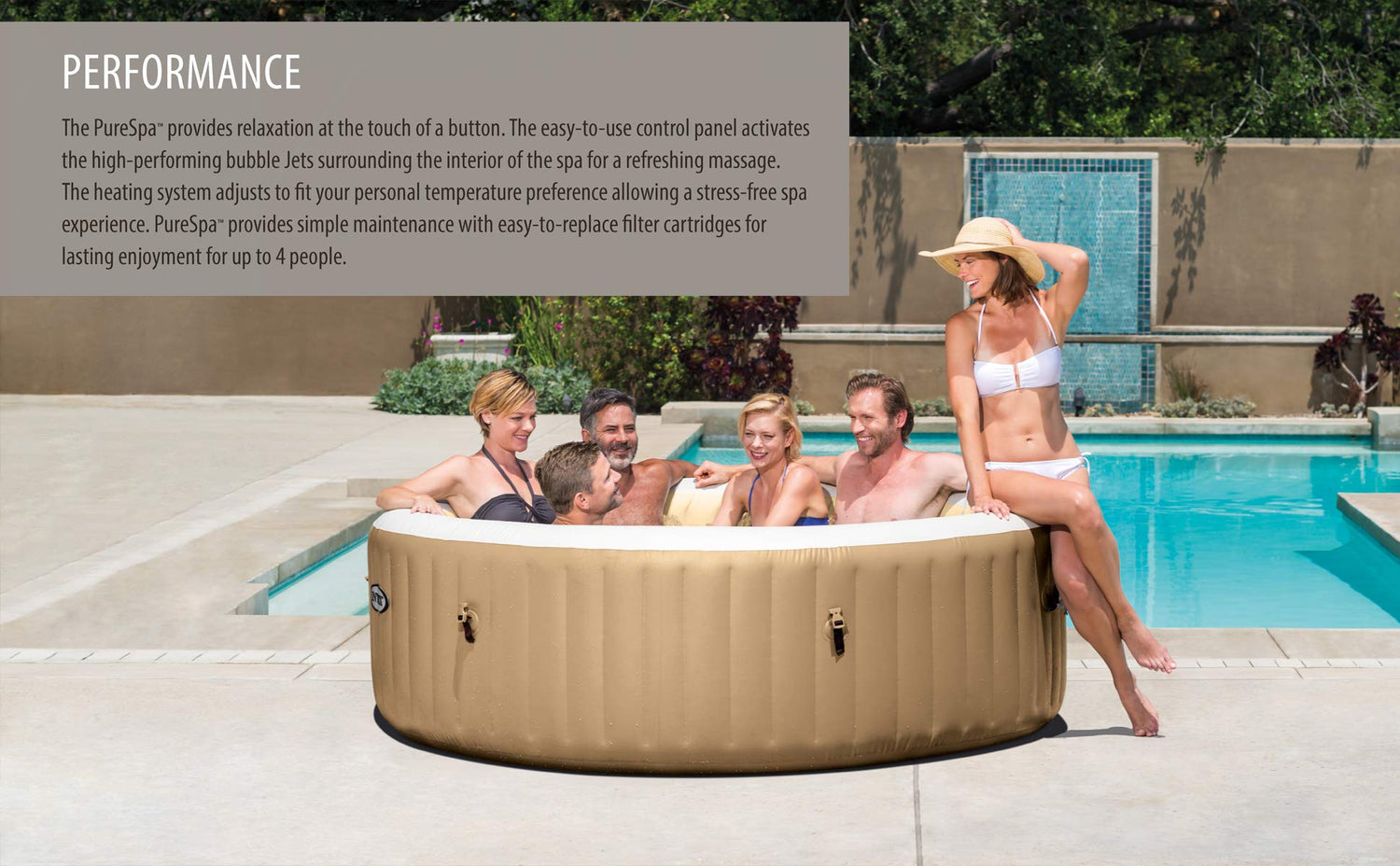 INTEX 28425EH PureSpa Bubble Massage Spa Set Outdoor Inflatable Portable Hot Tub, Includes Energy Efficient Spa Cover, Saltwater System Ready, 4 Person, 77in x 28in