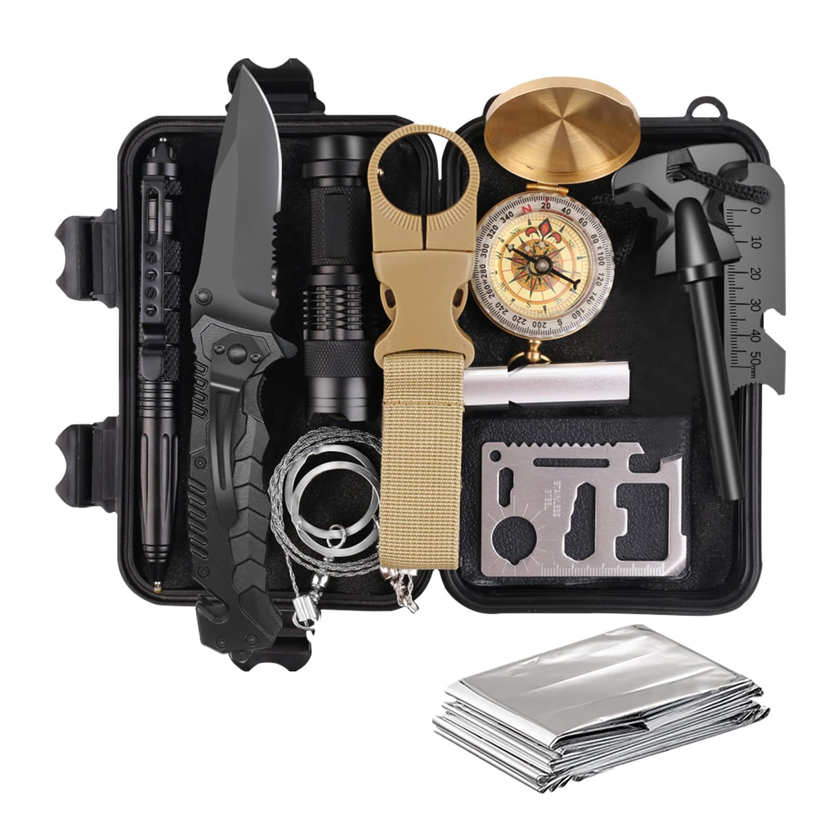 Gifts for Men Husband Dad Christmas, Survival Kit, Emergency Survival Gear and Equipment 14 in 1, Stocking Stuffers Birthday Gifts for Him Boyfriend, Hunting Fishing Camping Accessories, Cool Gadget