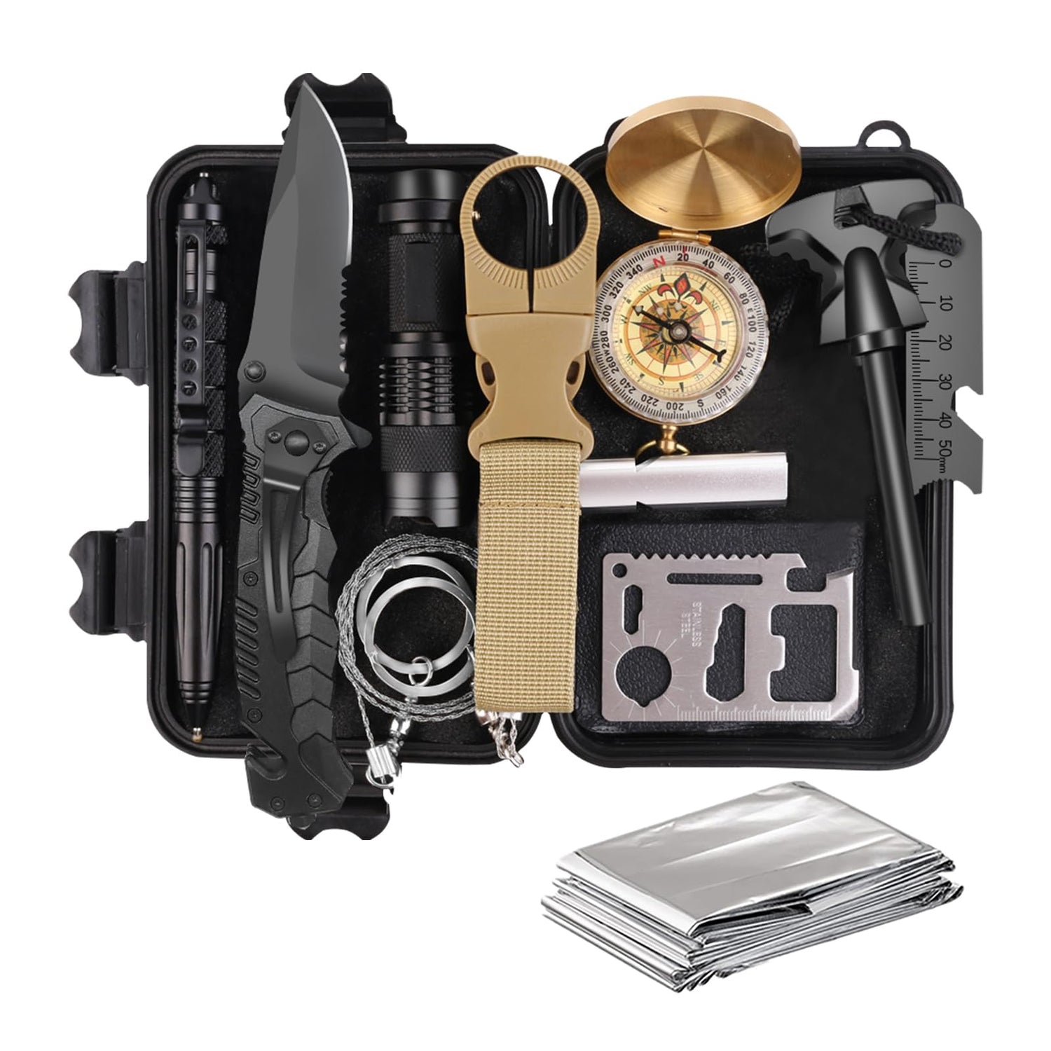 Gifts for Men Husband Dad Christmas, Survival Kit, Emergency Survival Gear and Equipment 14 in 1, Stocking Stuffers Birthday Gifts for Him Boyfriend, Hunting Fishing Camping Accessories, Cool Gadget