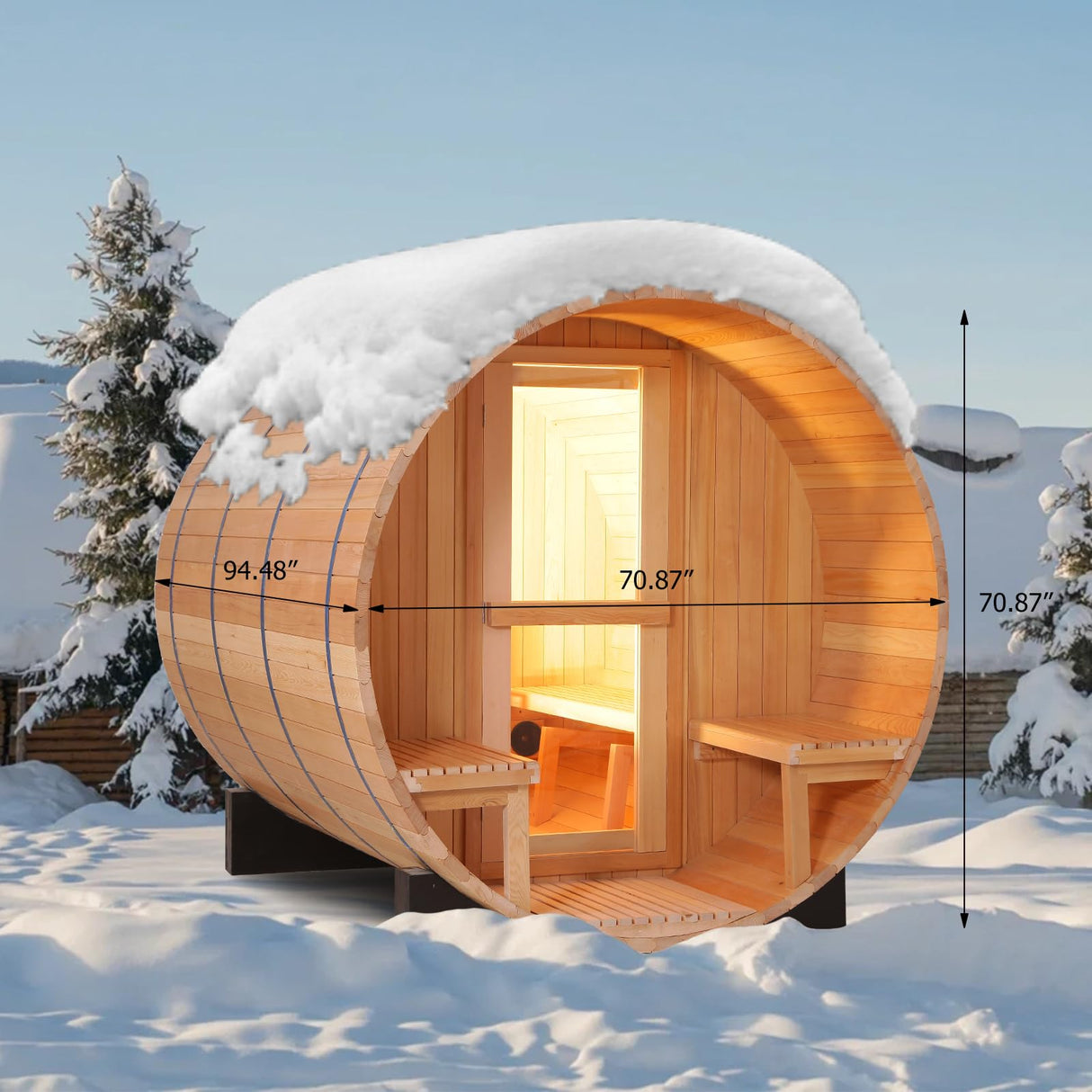 ZONEMEL Infrared 2 Person Wooden Sauna Room with Recliner, Red Cedar Luxury Indoor Sauna with 10 Heating Panels, Oxygen Bar, 3400 Watt, Full Spectrum Infrared Therapy Wood Dry Heat Sauna, 220V