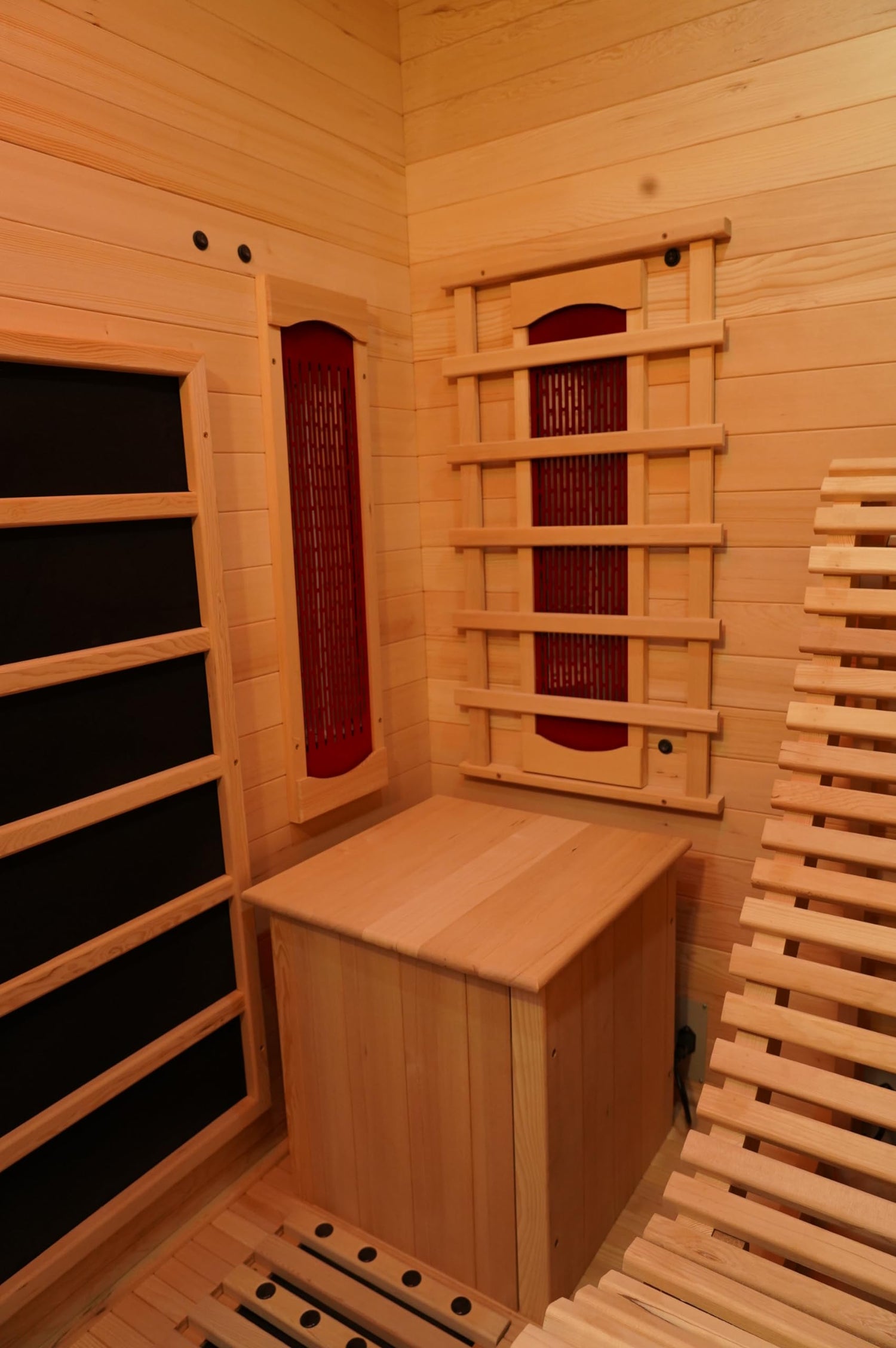 ZONEMEL Infrared 2 Person Wooden Sauna Room with Recliner, Red Cedar Luxury Indoor Sauna with 10 Heating Panels, Oxygen Bar, 3400 Watt, Full Spectrum Infrared Therapy Wood Dry Heat Sauna, 220V
