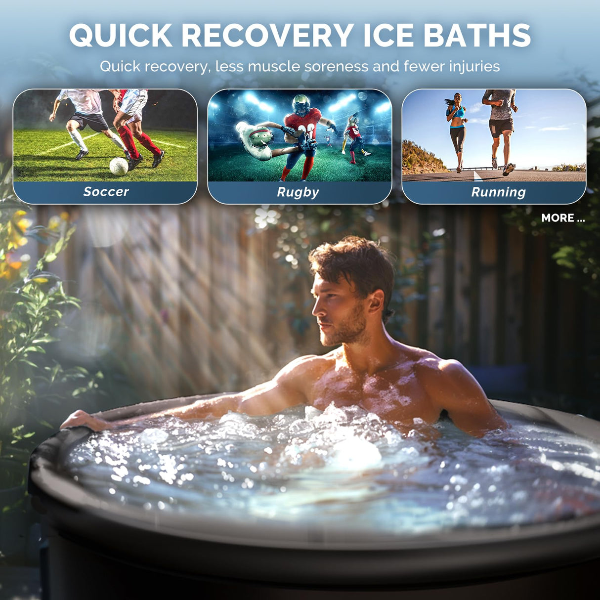 Ice Bath Tub for Athletes, 116 Gal XL Cold Plunge Tub for Recovery and Cold Water Therapy, Portable Multiple Layered Ice Pod Barrel for Outdoor, Inflatable Icebath Tub at Home