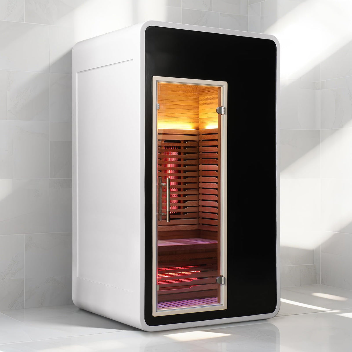 2 Person Infrared Sauna for Home,Canadian Cedar Outdoor Wooden Dry Sauna with Rapid Heating Tubes&Carbon Plate,LCD Control Panel and Tempered Glass Door (2-Person)