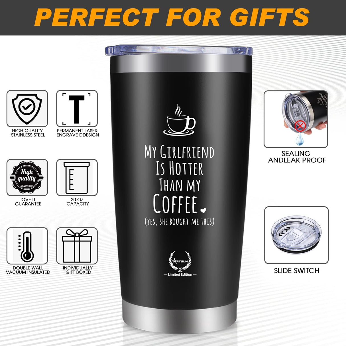 Gifts for Men - 6-in-1 Gift Set with Stainless Steel Tumbler,Multi-Tool Knife,LED Gloves & Tool Pen Keepsake Box | Last Minute Birthday, Father's Day Anniversary Box Gifts for Dad,Husband