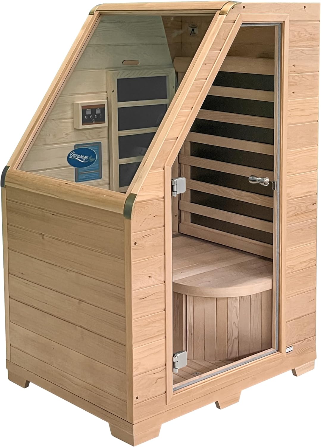 Durasage 1-Person Carbon Infrared Sauna for Home Use Indoor Hemlock Wood Sauna with 760W Heating Panels, Digital Touchpad, Relaxation Spa, Easy Assembly, Full Body Detox, Stress Relief