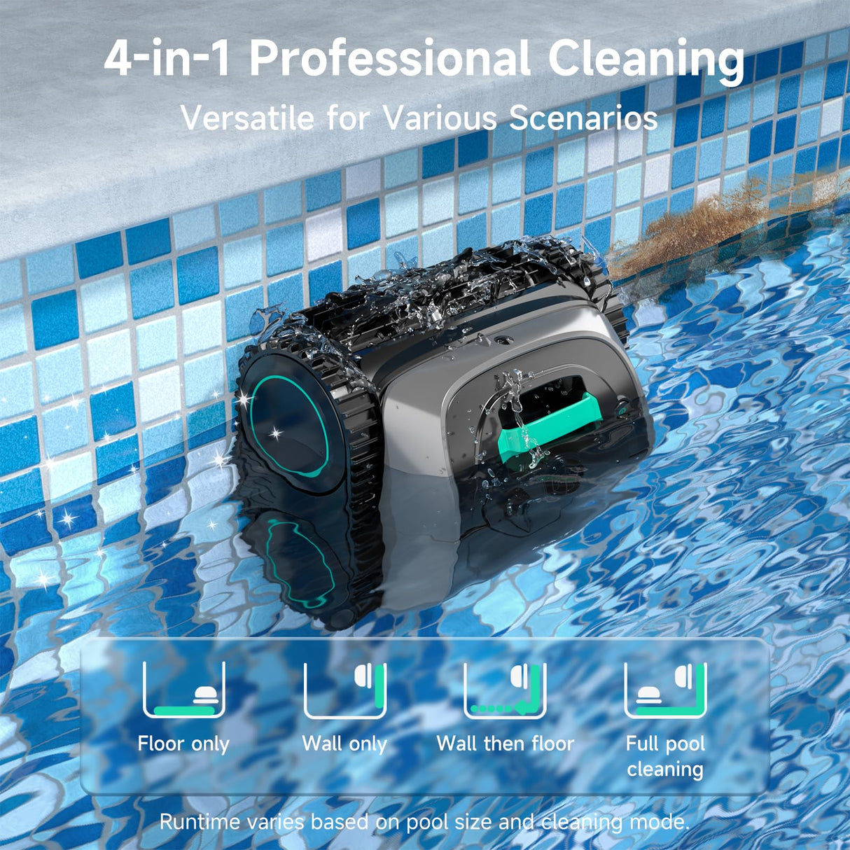 (2025 Upgrade) WYBOT OS7010C - C1 Pool Robot Vacuum, 4-in-1 Cordless Pool Cleaner 150min up to 1,614 Sq,ft, Smart APP Support, Auto Wall & Waterline Cleaning, WiFi & Bluetooth Connect