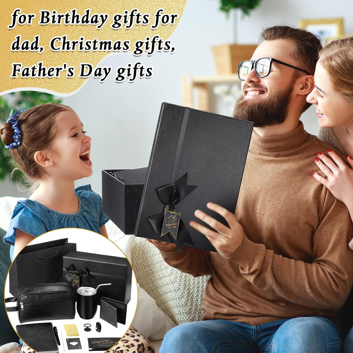 Mimorou 13 Pcs Birthday Gifts for Men Thank You Gift Baskets 12 oz Stainless Steel Tumbler Leather Toiletry Bag for Him Valentine Christmas for Dad, Boyfriend, Husband, Brother