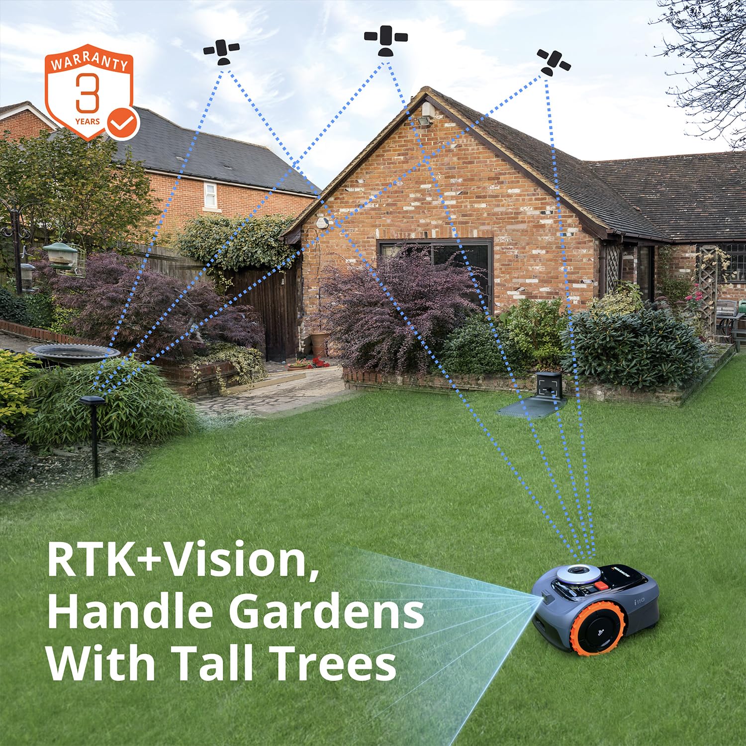 Segway Navimow i110N Robot Lawn Mower Perimeter Wire Free 1/4 Acre RTK+Vision Robotic Lawnmower, AI-Assisted Mapping, Virtual Boundary, APP Control, 58dB(A) Quiet, Multi-Zone Management