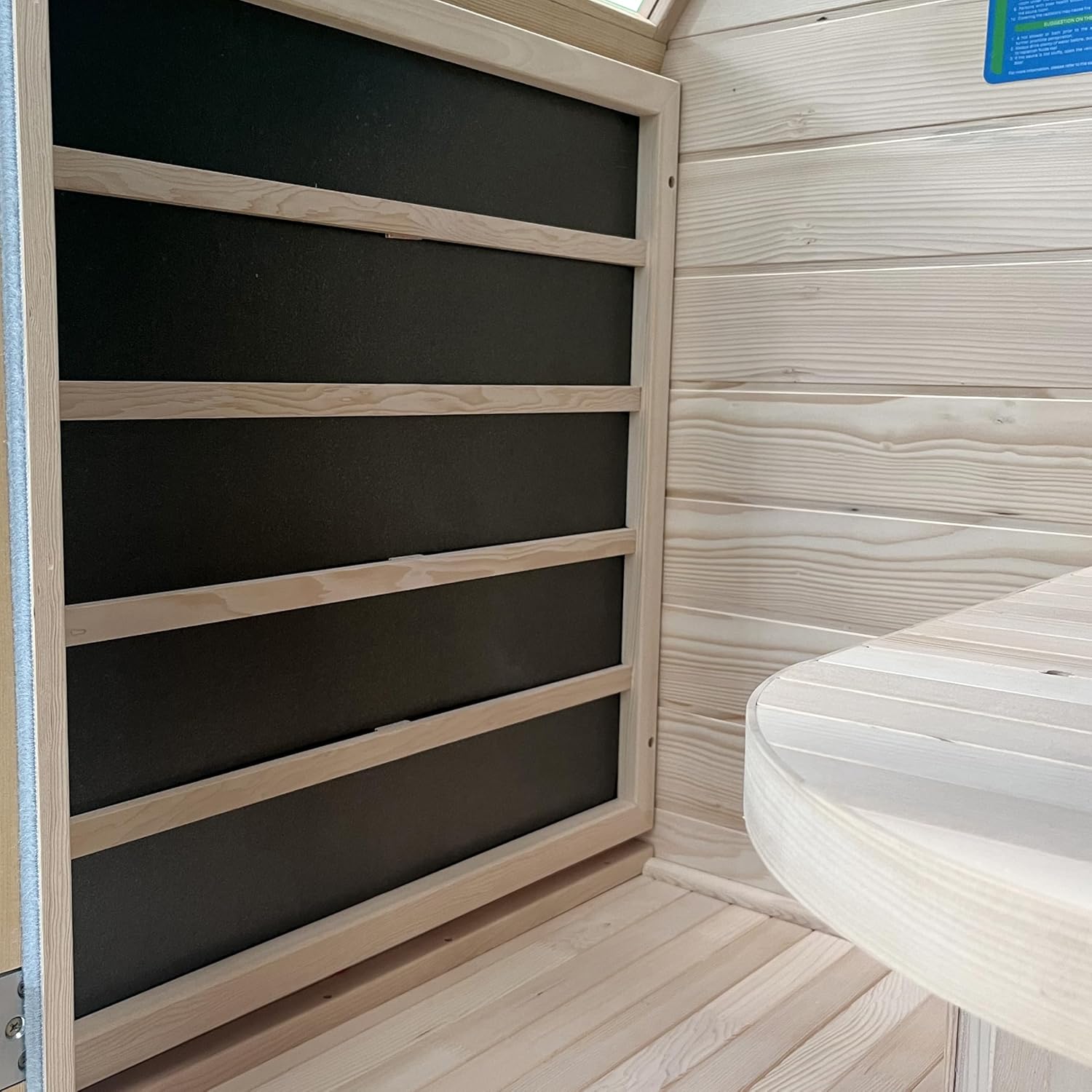 Durasage 1-Person Carbon Infrared Sauna for Home Use Indoor Hemlock Wood Sauna with 760W Heating Panels, Digital Touchpad, Relaxation Spa, Easy Assembly, Full Body Detox, Stress Relief