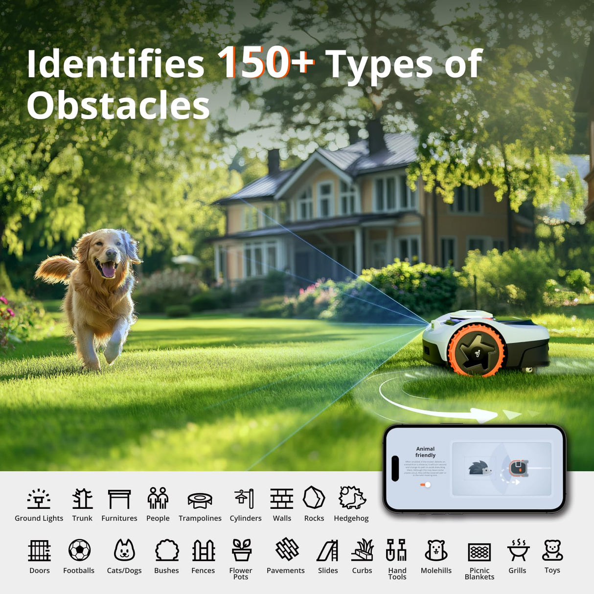 Segway Navimow i110N Robot Lawn Mower Perimeter Wire Free 1/4 Acre RTK+Vision Robotic Lawnmower, AI-Assisted Mapping, Virtual Boundary, APP Control, 58dB(A) Quiet, Multi-Zone Management