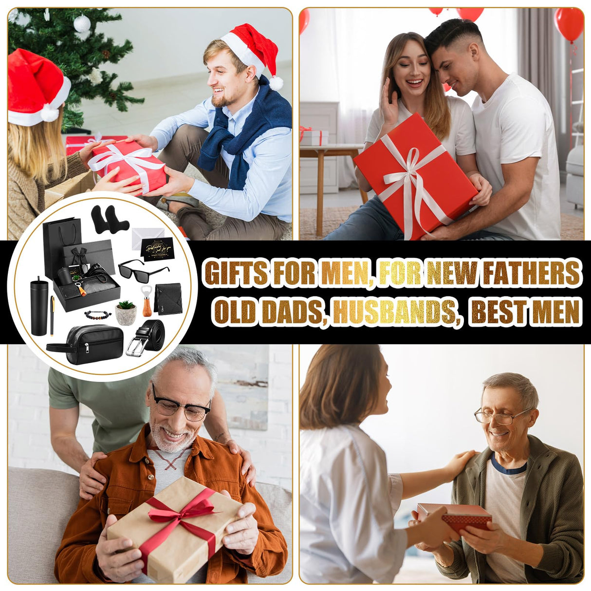 Skylety 13 Pcs Birthday Gifts Baskets for Men Gift for Men Birthday Gift Box 16 oz Tumblers Wallet Toiletry Bag Belt Sock Bottle Opener Bracelet Glasses Keychain for Dad Boyfriend Husband