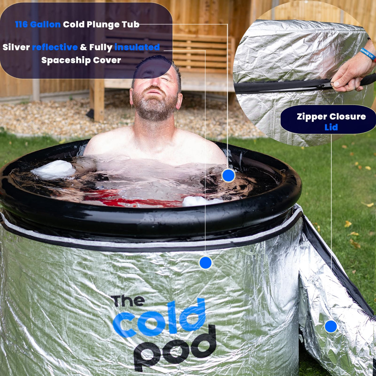 Ice Bath Tub for Athletes with Cover: 85 Gallons Cold Plunge Tub for Recovery, Multiple Layered Portable Ice Bath Plunge Pool by The Cold Pod