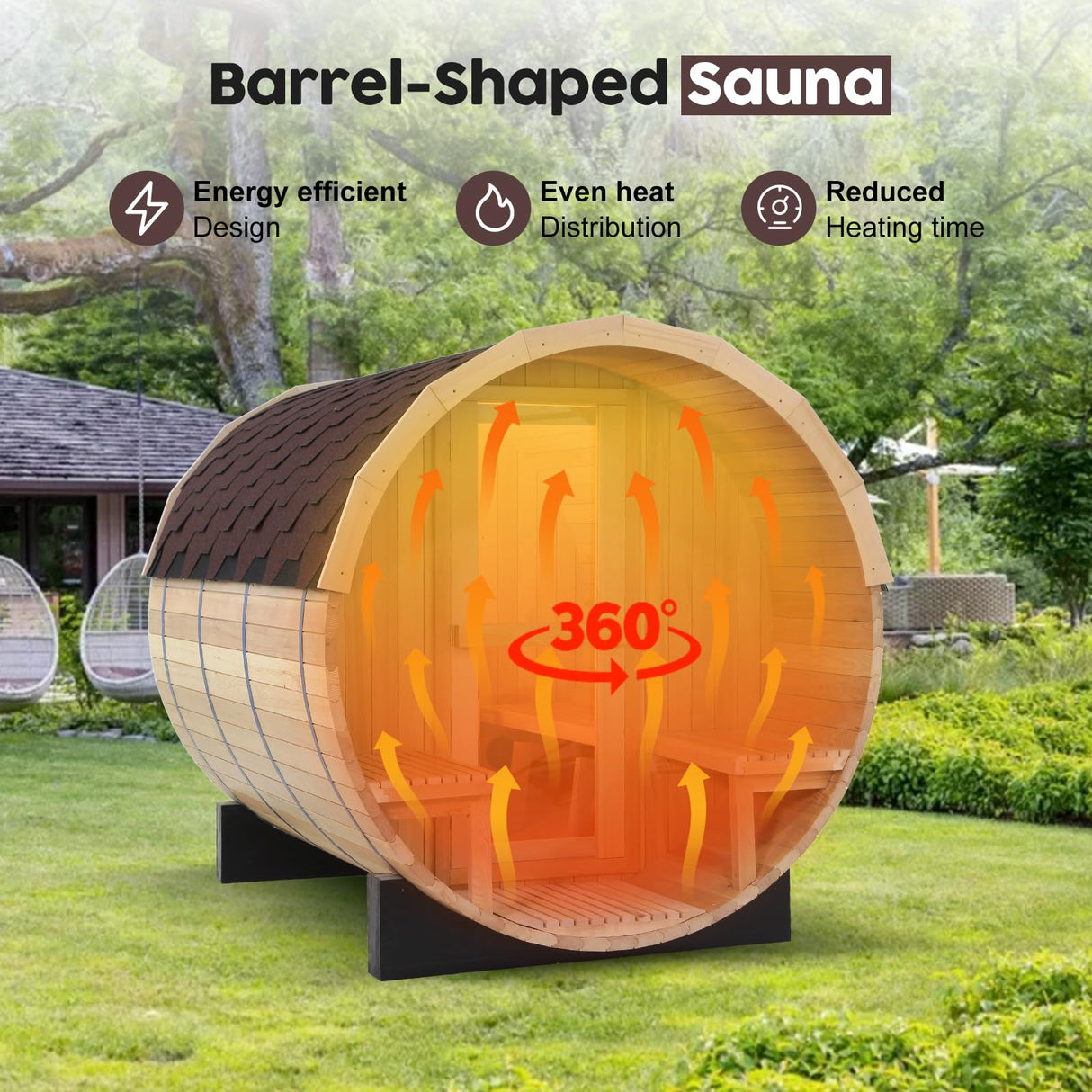 ZONEMEL Infrared 2 Person Wooden Sauna Room with Recliner, Red Cedar Luxury Indoor Sauna with 10 Heating Panels, Oxygen Bar, 3400 Watt, Full Spectrum Infrared Therapy Wood Dry Heat Sauna, 220V