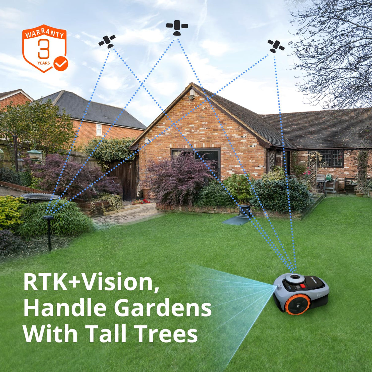 Segway Navimow i110N Robot Lawn Mower Perimeter Wire Free 1/4 Acre RTK+Vision Robotic Lawnmower, AI-Assisted Mapping, Virtual Boundary, APP Control, 58dB(A) Quiet, Multi-Zone Management