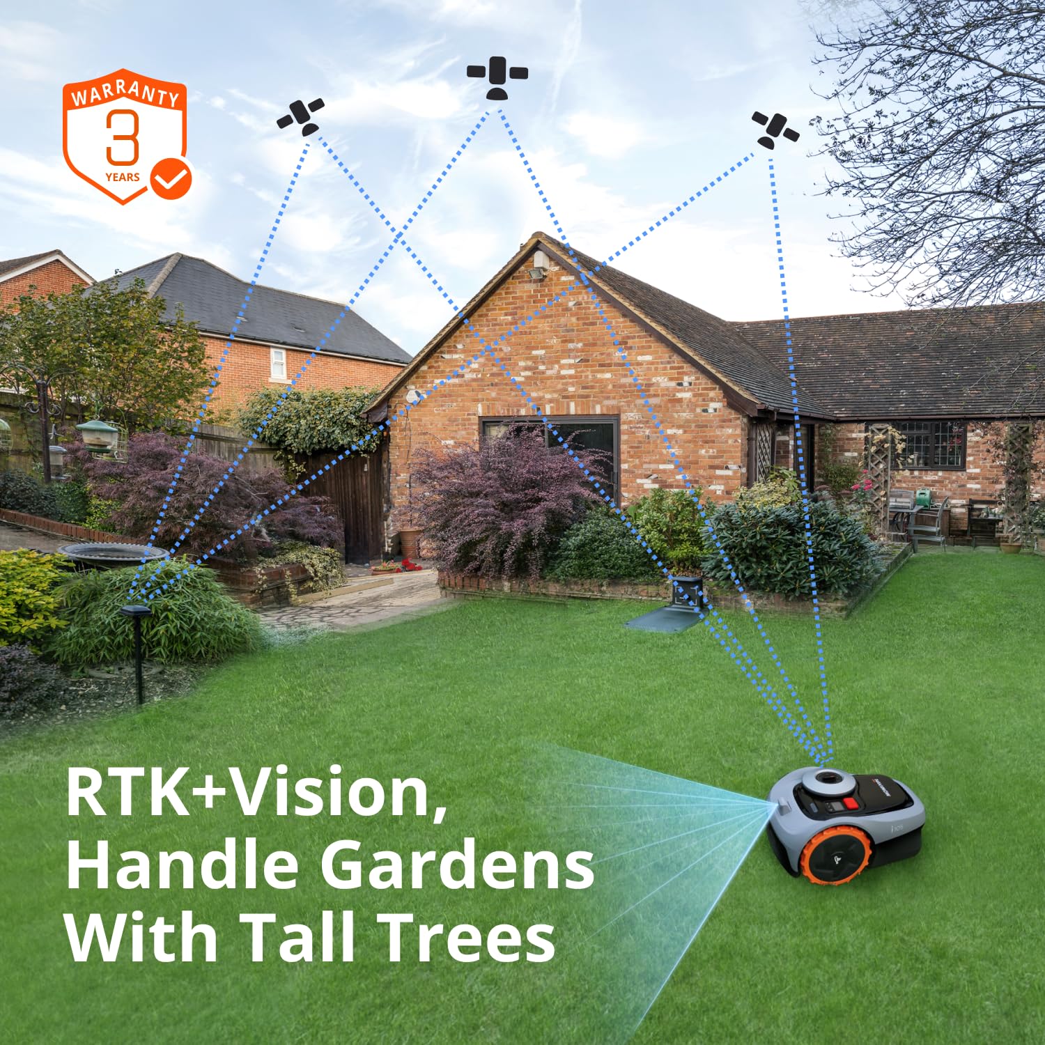Segway Navimow i110N Robot Lawn Mower Perimeter Wire Free 1/4 Acre RTK+Vision Robotic Lawnmower, AI-Assisted Mapping, Virtual Boundary, APP Control, 58dB(A) Quiet, Multi-Zone Management