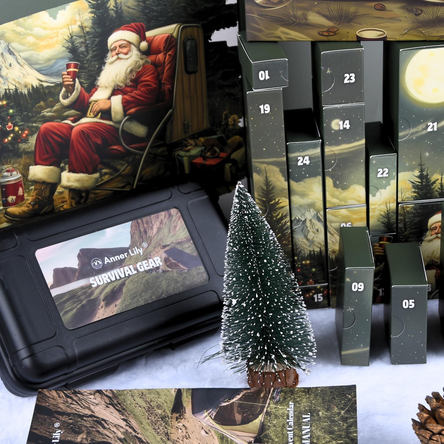 Survival Advent Calendar for Adult Men - Survival Kits Advent Calendar 2025 for Teen 24 Days Christmas Countdown - Xmas Surprise Gifts for Outdoor Adventure