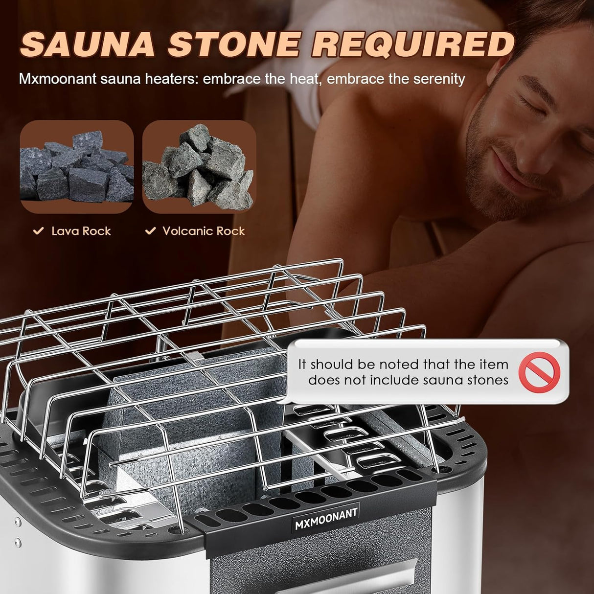 Mxmoonant Sauna Heater, 9KW 220V Electric Sauna Heaters Built-in Digital Control Sauna Stove Dry Steam Sauna Bath for Home Hotel Spa Max. 460 Cu.ft with Sauna Hygrothermograph