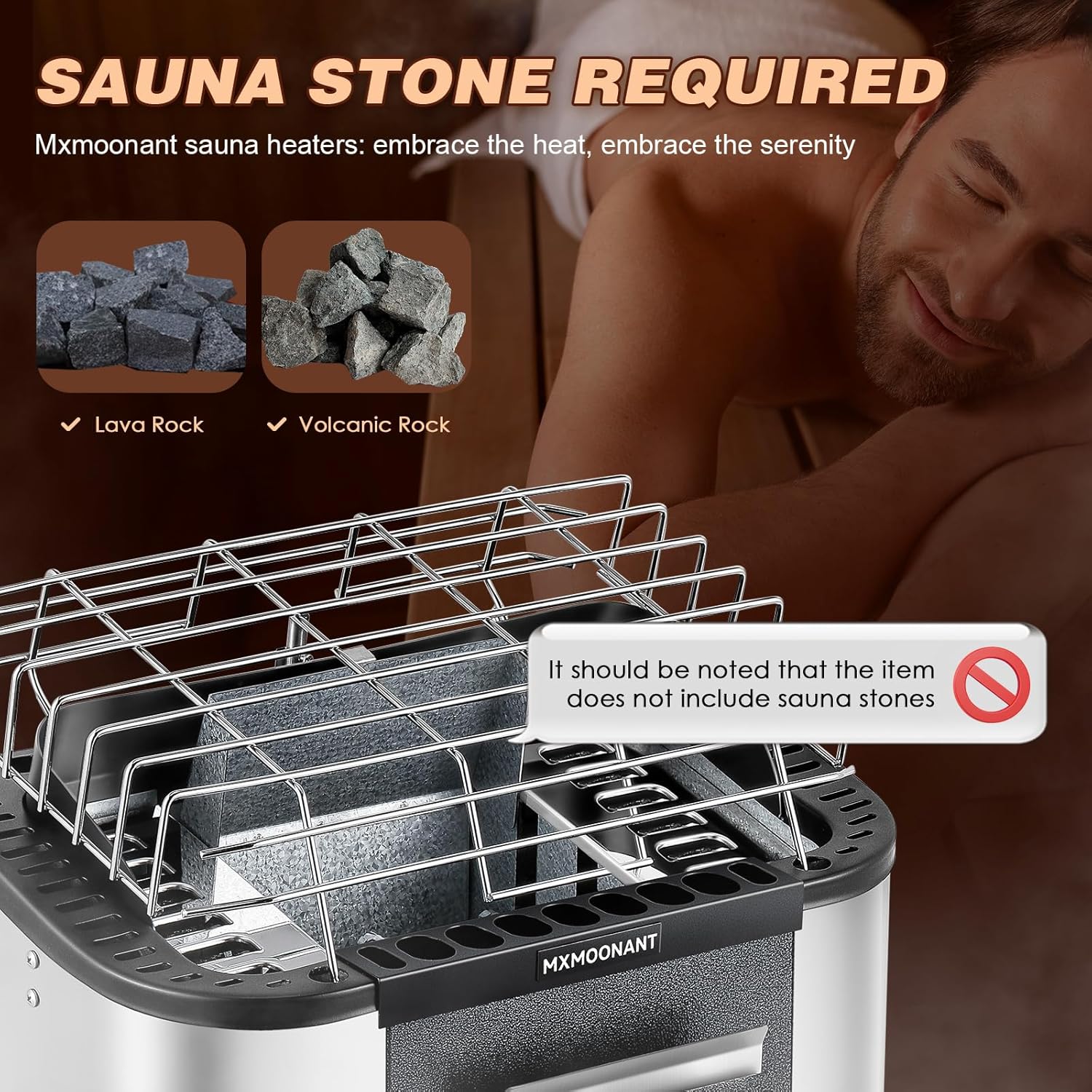 Mxmoonant Sauna Heater, 9KW 220V Electric Sauna Heaters Built-in Digital Control Sauna Stove Dry Steam Sauna Bath for Home Hotel Spa Max. 460 Cu.ft with Sauna Hygrothermograph