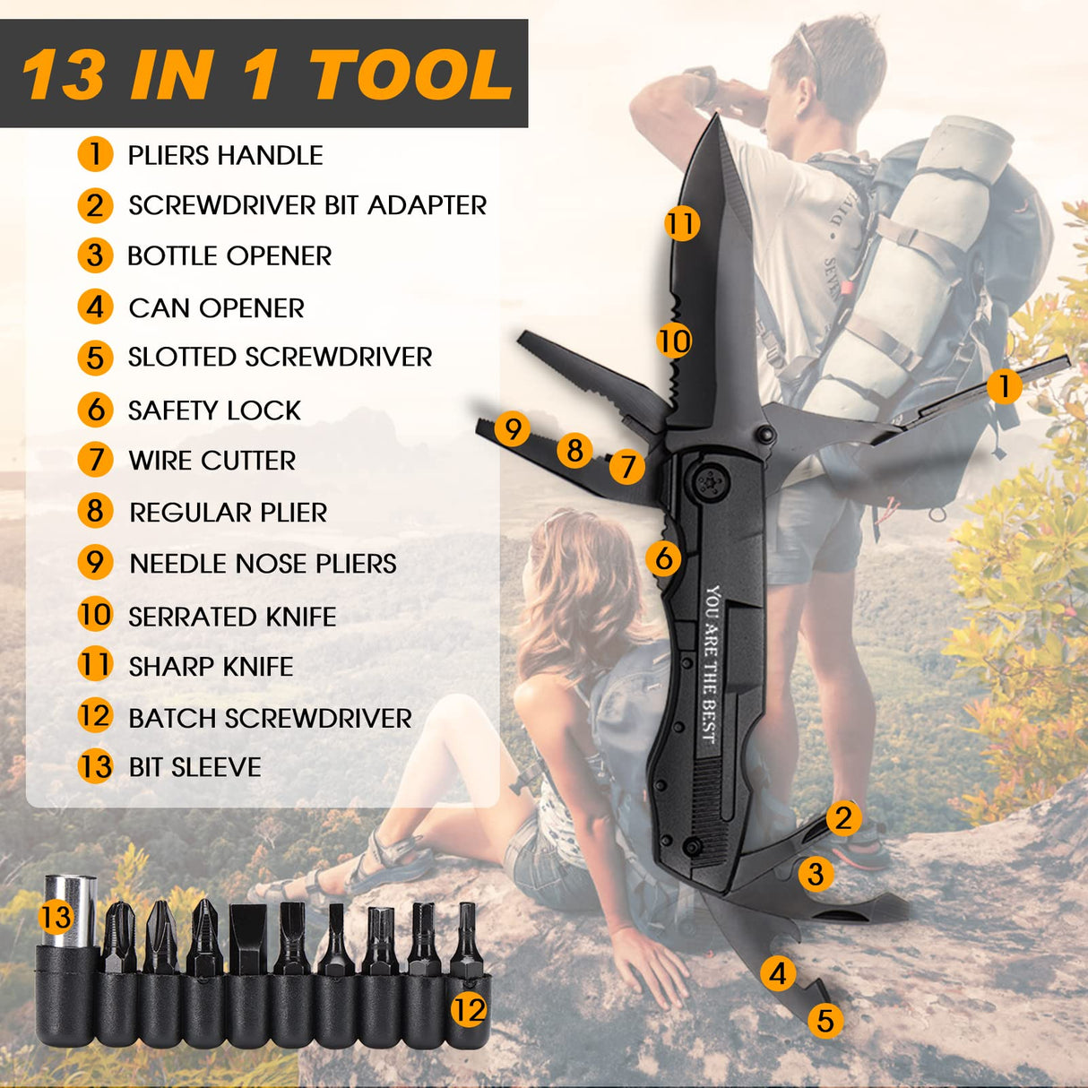 Gifts for Men - 6-in-1 Gift Set with Stainless Steel Tumbler,Multi-Tool Knife,LED Gloves & Tool Pen Keepsake Box | Last Minute Birthday, Father's Day Anniversary Box Gifts for Dad,Husband