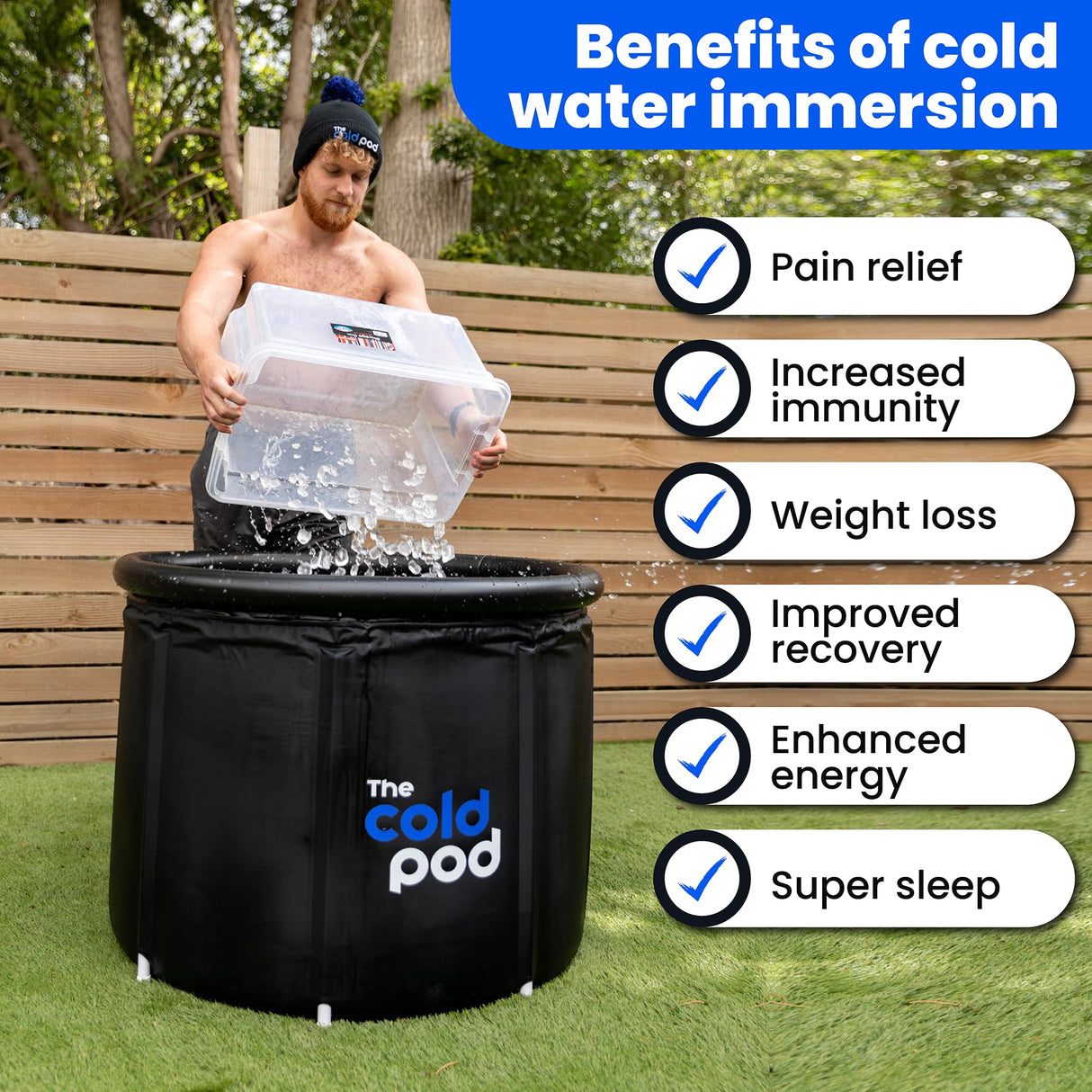 Ice Bath Tub for Athletes with Cover: 85 Gallons Cold Plunge Tub for Recovery, Multiple Layered Portable Ice Bath Plunge Pool by The Cold Pod