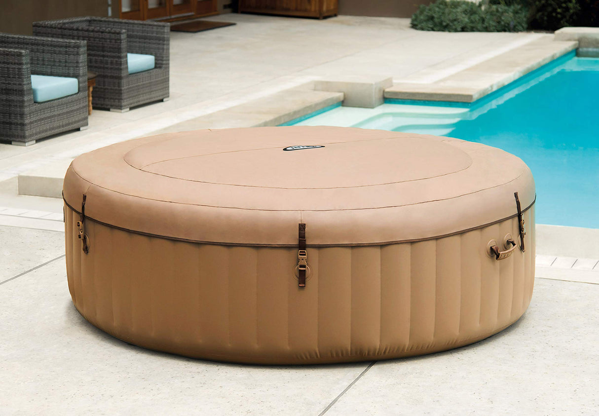 INTEX 28425EH PureSpa Bubble Massage Spa Set Outdoor Inflatable Portable Hot Tub, Includes Energy Efficient Spa Cover, Saltwater System Ready, 4 Person, 77in x 28in