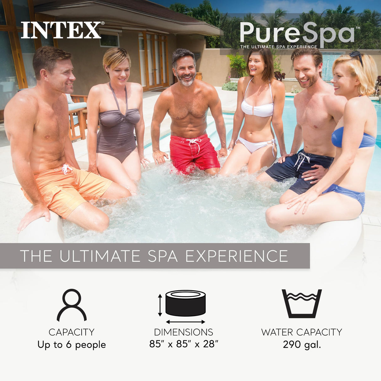 INTEX 28425EH PureSpa Bubble Massage Spa Set Outdoor Inflatable Portable Hot Tub, Includes Energy Efficient Spa Cover, Saltwater System Ready, 4 Person, 77in x 28in